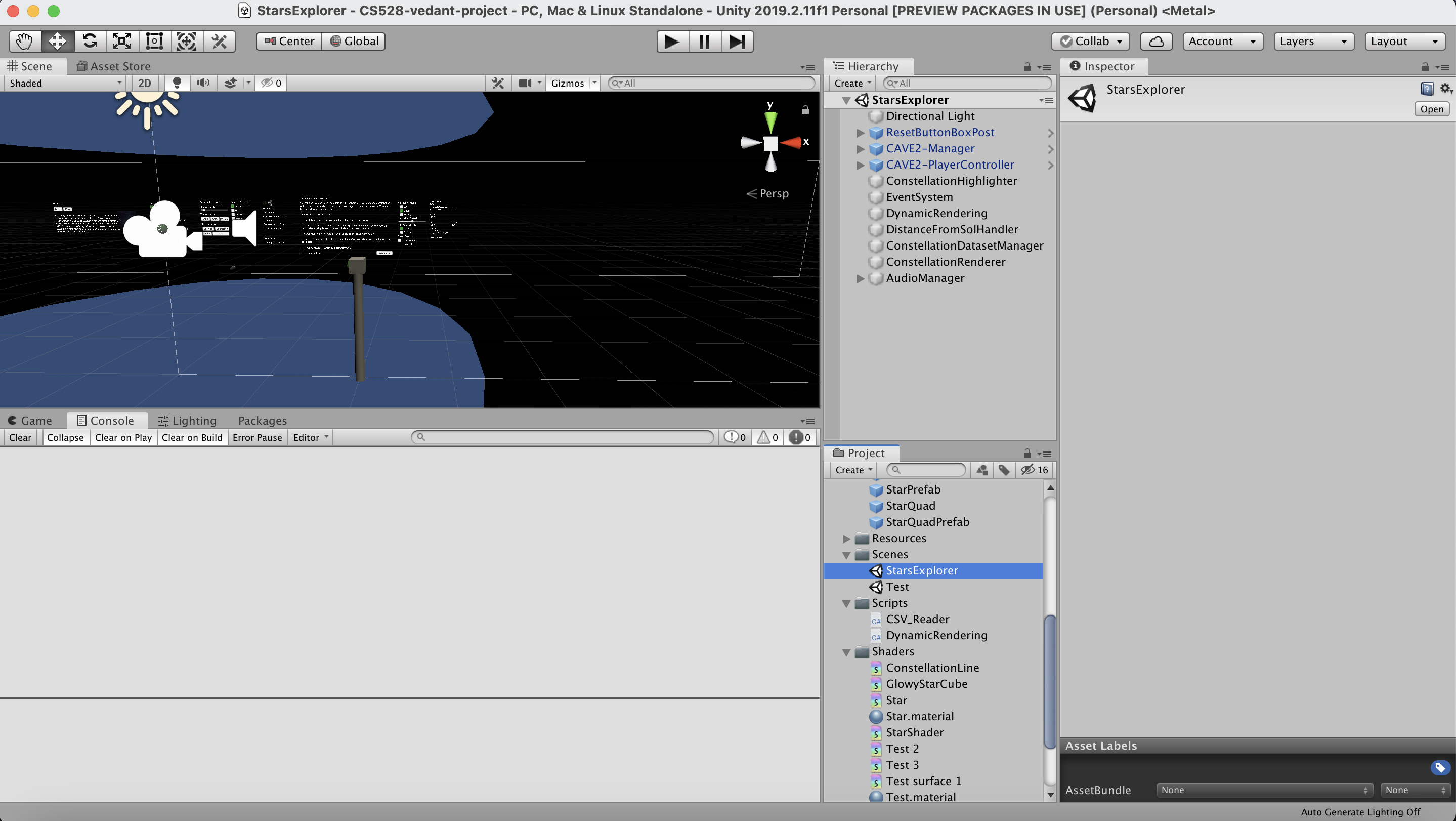 stars explorer scene unity